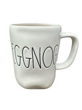 Rae Dunn Eggnog Mug Large Christmas White Ceramic Coffee Tea Cup 16oz Gift Decor